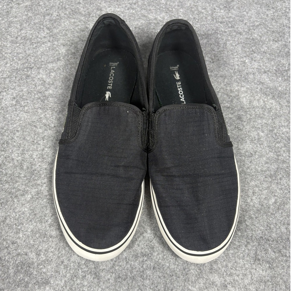 Lacoste Gazon 316 2 Slip On Sneakers 7.5 Black Canvas Embroidered Logo